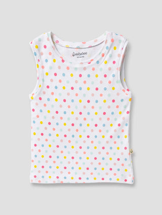 White-&-dot-pattern-sleeveless-coordinated-Skirt-Sets - Kidulan