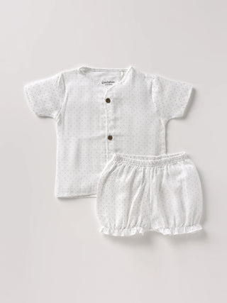 Half sleeve white t-shirt & bloomer for baby - Kidulan