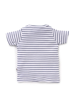 Half sleeve white & blue little boys stripe t-shirt for baby - Kidulan