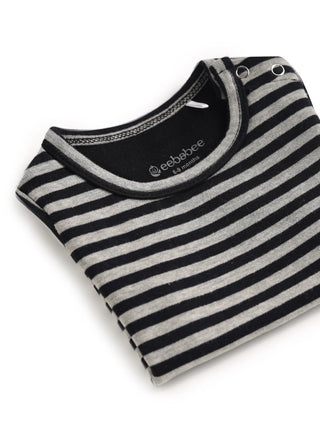 Half sleeve black & gray stripe pattern t-shirt for baby - Kidulan