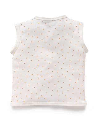 Sleeveless dot pattern in cream cotton jabla set for baby - Kidulan