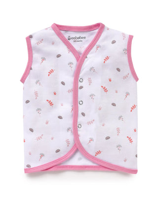 Sleeveless pink & white jabla set for baby - Kidulan
