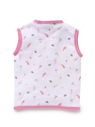 Sleeveless pink & white jabla set for baby - Kidulan