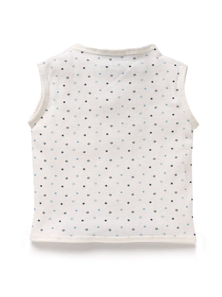 Sleeveless pure white border in white with black star pattern jabla set for baby - Kidulan
