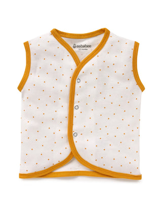 Sleeveless white & yellow jabla set for baby - Kidulan
