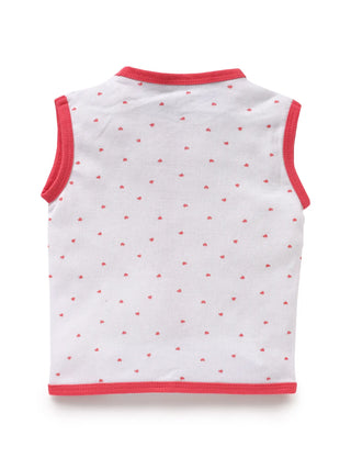 Sleeveless heart pattern in white jabla set for baby - Kidulan