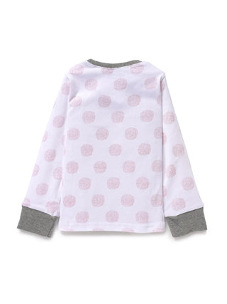 Full sleeve pink dotted pattern in white pajama set for baby - Kidulan