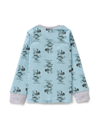 Full sleeve black graphic pattern in cyan pajama set for baby - Kidulan