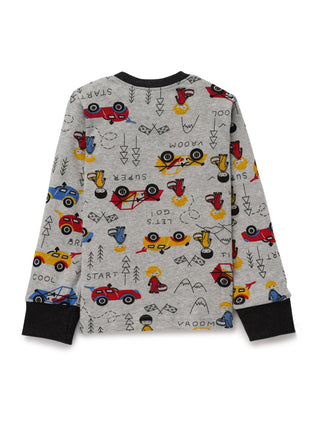 Full sleeve graphic pattern in white with black border pajama set for baby - Kidulan