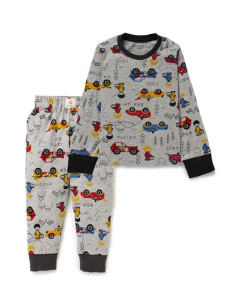 Full sleeve minnie mouse pattern in cyan & black cat pattern in white pajama combo for baby - Kidulan