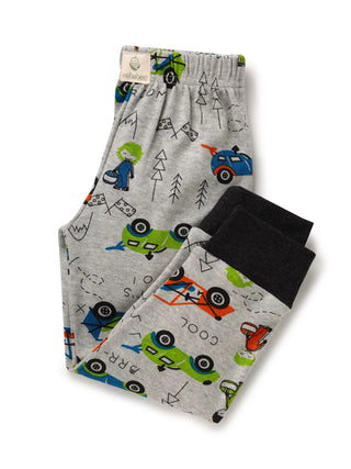 Full sleeve red & cyan toy car pattern in white pajama set for baby - Kidulan