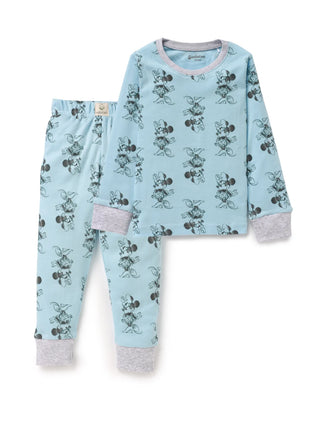 Full sleeve black graphic pattern in cyan pajama set for baby - Kidulan