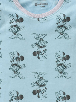 Full sleeve black graphic pattern in cyan pajama set for baby - Kidulan