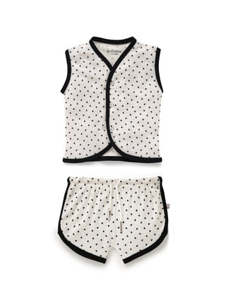 Sleeveless white & black jabla set for baby - Kidulan