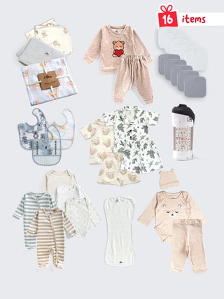 Complete Unisex Baby Essentials Bundle – 16 Pieces - Kidulan