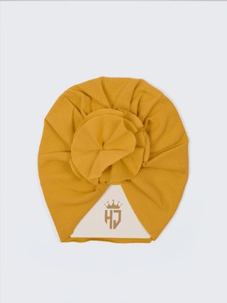 Baby Girls Turban Headwrap – Brown & Yellow - Kidulan