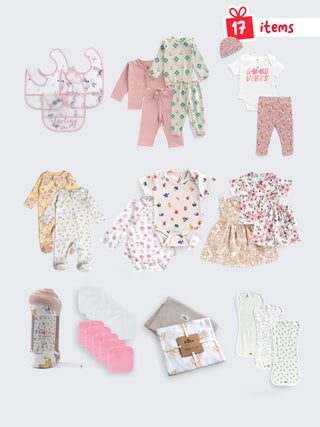 Baby Girl Essentials Gift Set Bundle – 17 Pieces - Kidulan