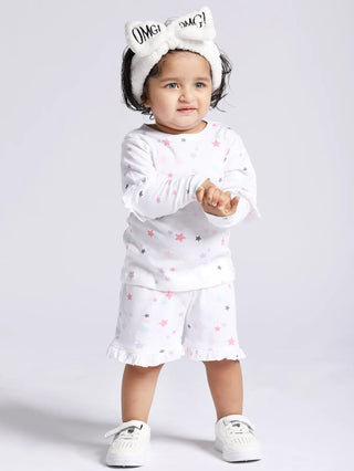 Baby Girl Wonderful Graphic Tee & Star Print Skirt Set Combo - Kidulan