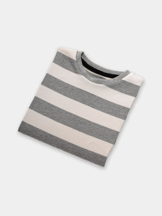 Full sleeve grey & white cuff t-shirt for baby - Kidulan