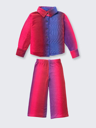 Girls Dual - Tone Pink & Blue Comfy Co - Ord Set - Kidulan