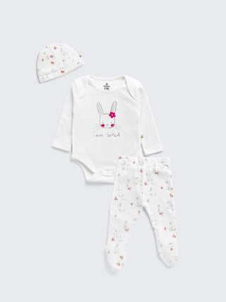 Newborn 'I am Loved' 3-Piece Bodysuit Set for Baby Girl