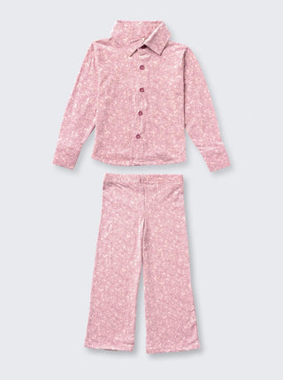 Pink Petal Printed Comfy Co - ord Set for Girls - Kidulan