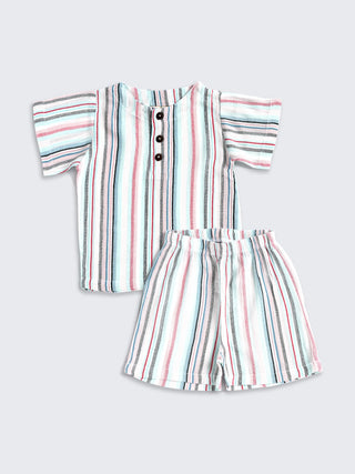 Trendy Girls' Combo Set with Printed Co - ord & Ruffle Top - Kidulan