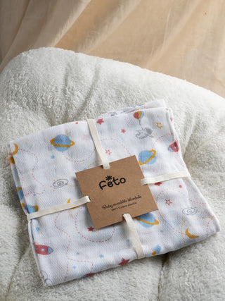 FETO COTTON MUSLIN SWADLE WRAP - FLY ROCKET - Kidulan