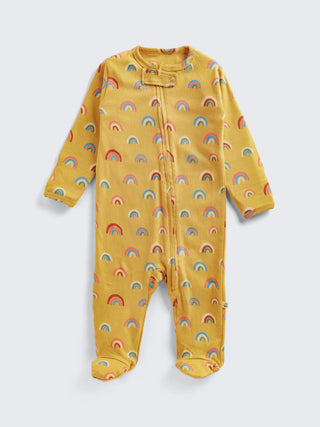 Rainbow Print Footed Baby Sleepsuit with 2-Way Zip