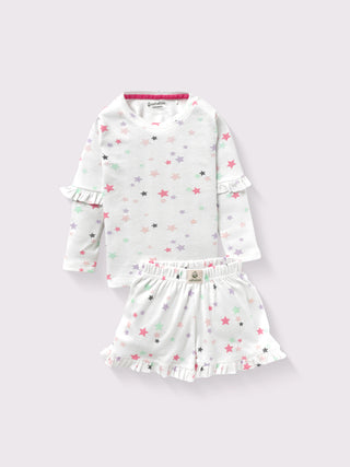 Baby Girl Wonderful Graphic Tee & Star Print Skirt Set Combo - Kidulan