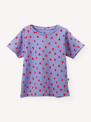 Loving Hearts Cotton Waffle tee for Girls - Kidulan
