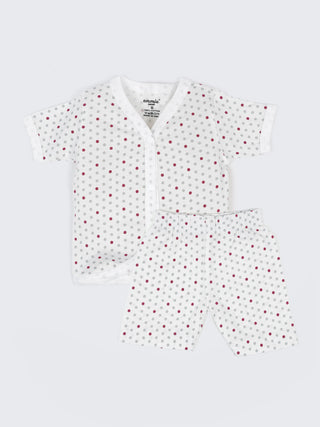 Baby Cotton Jabla & Shorts Set – Star Print, Polka Dot & Tiny Floral Print Half Sleeve Baby Outfit Combo (3 Sets) - Kidulan