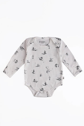 Full sleeve white & black bodysuit for baby