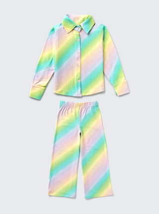 Girls Rainbow Pastel Comfy Co - ord Set - Kidulan