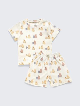 Cute Animal Print Toddler Two-Piece Shorts Set