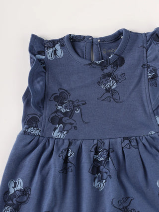 Sleeveless blue & minnie mouse pattern frock for baby girls - Kidulan