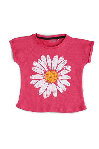 Half sleeve rose pink & white pattern in yellow t-shirt with leggings for baby girls - Kidulan