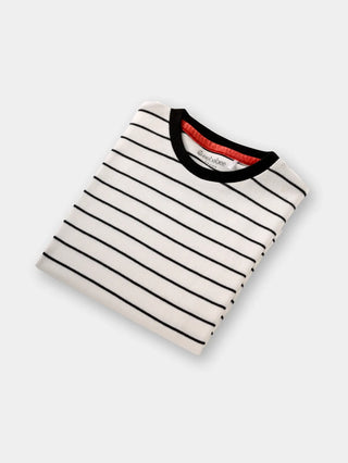 Full sleeve black line stripe pattern in white cuff t-shirt for baby - Kidulan