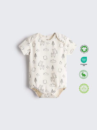 Organic Cotton Soft Ribbed Half Sleeve Bodysuit - Kidulan