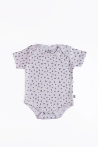 Half sleeve grey round pattern in white bodysuit for baby
