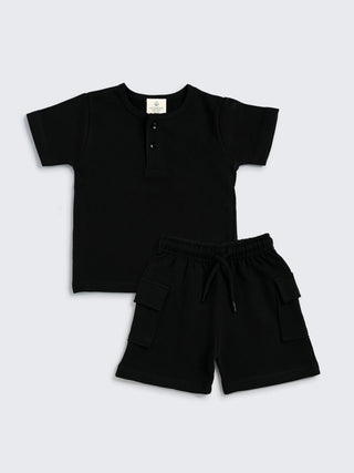 Black Squad Combo Set for Boys – Tee, Shorts & Joggers - Kidulan