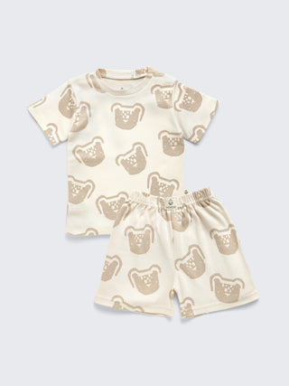 Bear Print Baby T-Shirt and Shorts Set