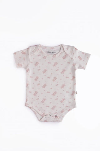 Half sleeve star pattern in soft pink bodysuit  for baby