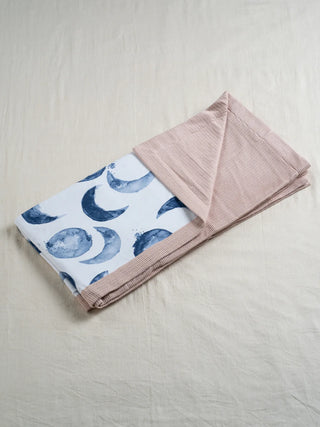 FETO BABY WAFFLE BLANKET 2 LAYER - HEAVENLY PINK BLUE MOON - Kidulan