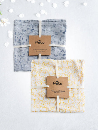 FETO COTTON MUSLIN SWADLE WRAP 2PCS - Kidulan