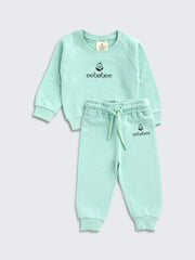Unisex Solid Sweatshirt & Jogger Set - Mint Green