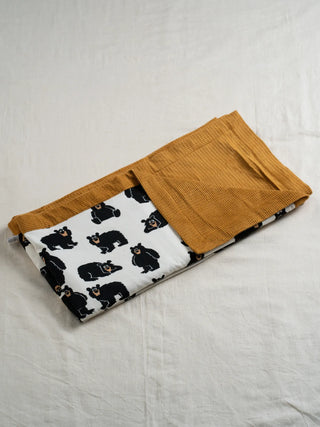 FETO BABY WAFFLE BLANKET 2 LAYER - BURGUNDY NAUGHTY BEAR - Kidulan