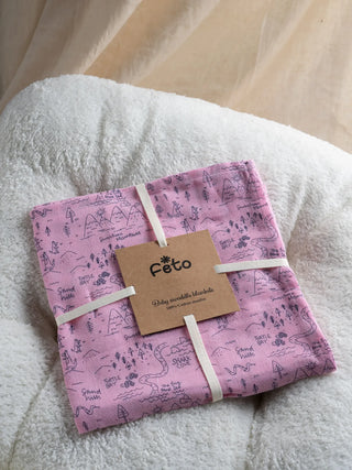 COTTON MUSLIN SWADLE WRAP - SAND HILLS PINK - Kidulan