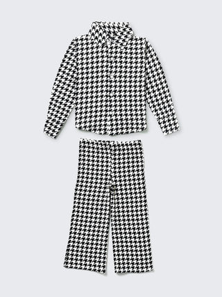 Girls Monochrome Houndstooth Comfy Co - ord Set - Kidulan