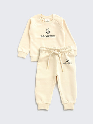 eebabee Unisex Solid Sweatshirt & Jogger Set - Classic Cream - Kidulan
